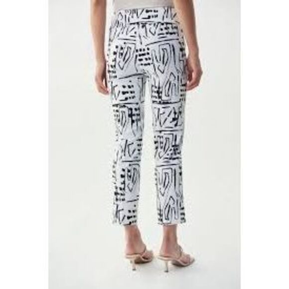 NWT Joseph Ribkoff Vanilla Black Abstract Art to Wear Print Crop Pants Style 221 - Picture 3 of 13